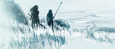 Hand drawn illustration of hunter‐gatherers